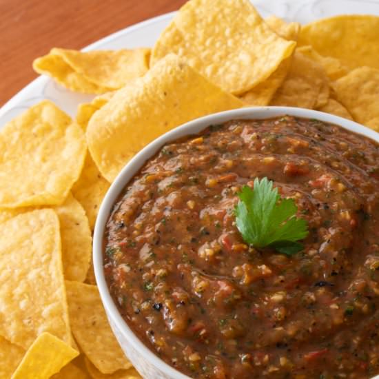 Fire-Roasted Cherry Tomato Salsa - Recipe photo by For the Love of Cooking
