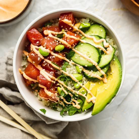 Keto Poke Bowls - Recipe photo by StemandSpoon