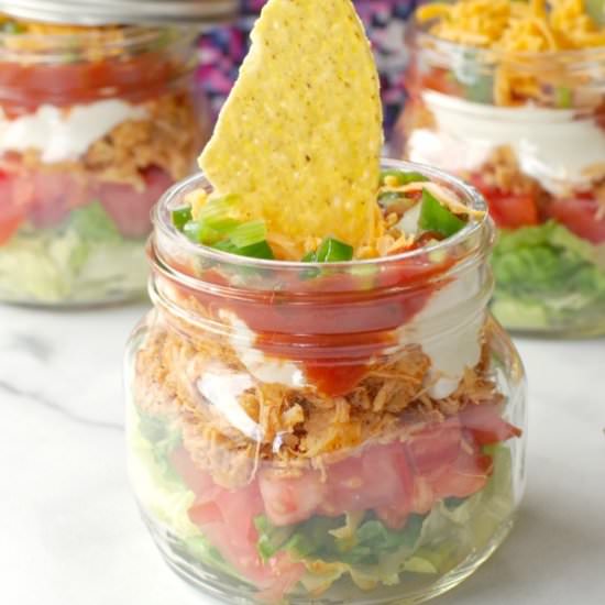 Mason Jar Chicken Taco Salad - Recipe photo by Food Meanderings