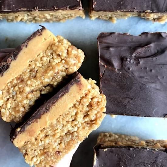 Healthy Peanut Butter Crisp Bars - Recipe photo by erinliveswhole