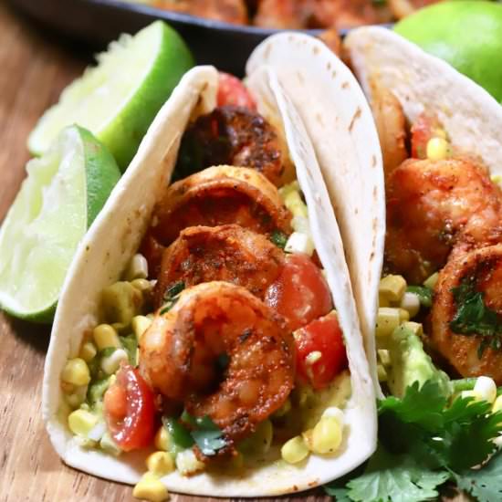 Blackened Shrimp Tacos - Recipe photo by Grits and Pinecones