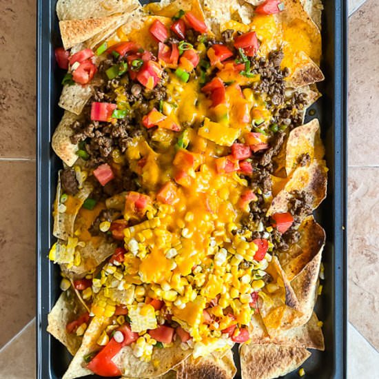 Loaded Beef Nachos - Recipe photo by Lisa G Cooks
