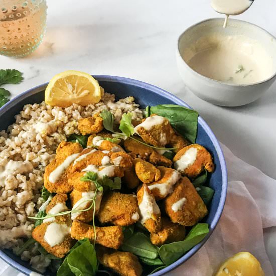 Turmeric Chicken & Tahini Dressing - Recipe photo by overthespoonfor
