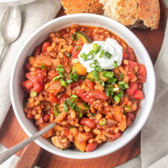 Turkey Veggie Barley Chili - Recipe photo by fANNEtastic food
