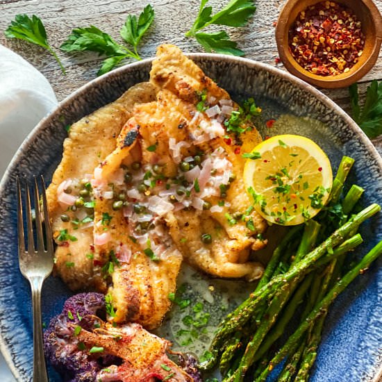 Dover Sole with White Wine & Capers - Recipe photo by Theperksofbeingus