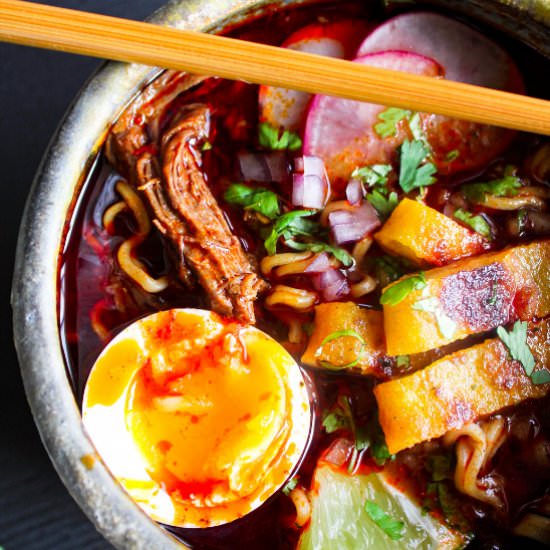 Birria Ramen w/ Quesadilla Strips - Recipe photo by taoofspice