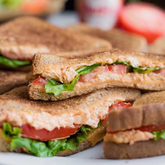 Buffalo Chicken Dip Grilled Cheese - Recipe photo by Two Healthy Kitchens