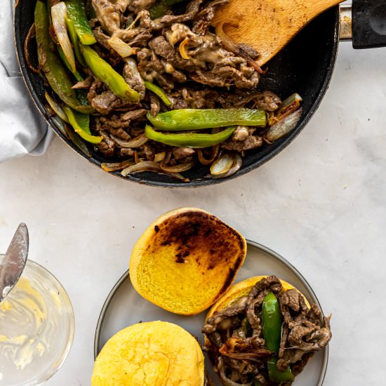 Philly Cheesesteak Sliders - Recipe photo by everylittlecrumb