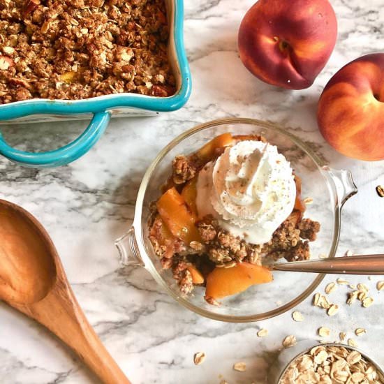 Healthy Peach Crisp - Recipe photo by Hoorah to Health
