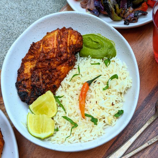 Spicy saffron grilled chicken - Recipe photo by Lime Thyme