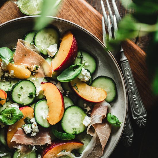 Refreshing Cucumber and Peach Salad - Recipe photo by Use Your Noodles