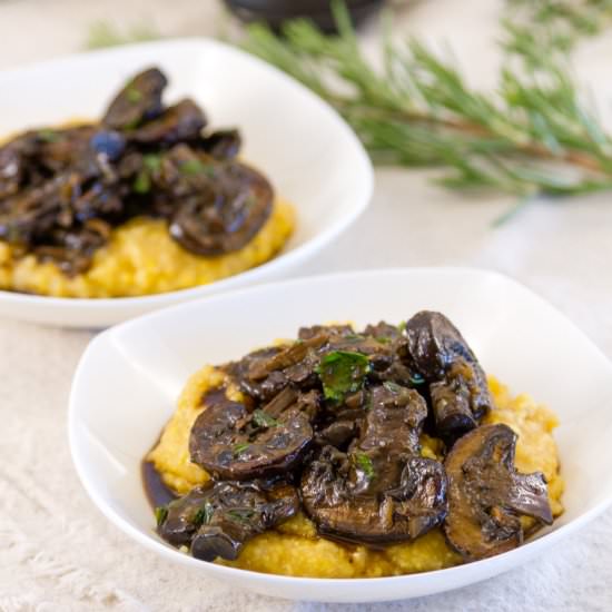Mushroom Ragout Over Creamy Polenta - Recipe photo by dwayland