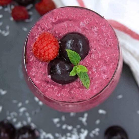 Vegan Beet and Cherry Chia Pudding - Recipe photo by JustBeetIt