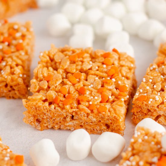 pumpkin rice krispies treats - Recipe photo by freshaprilflours