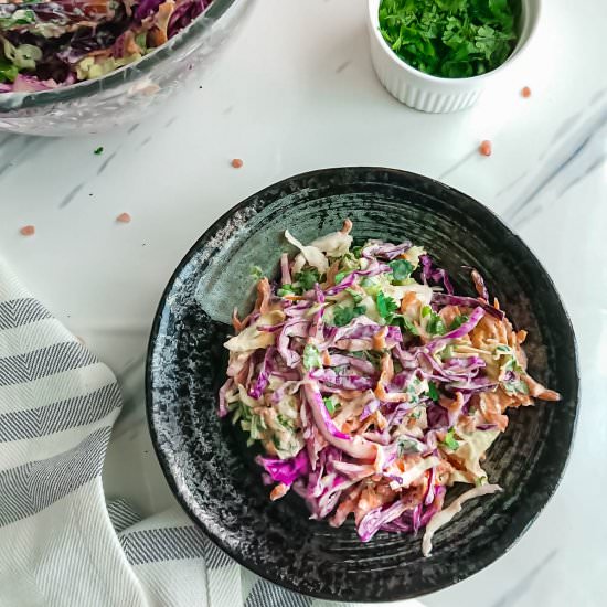 Homemade no-mayo coleslaw - Recipe photo by Sheeba@gohealthy