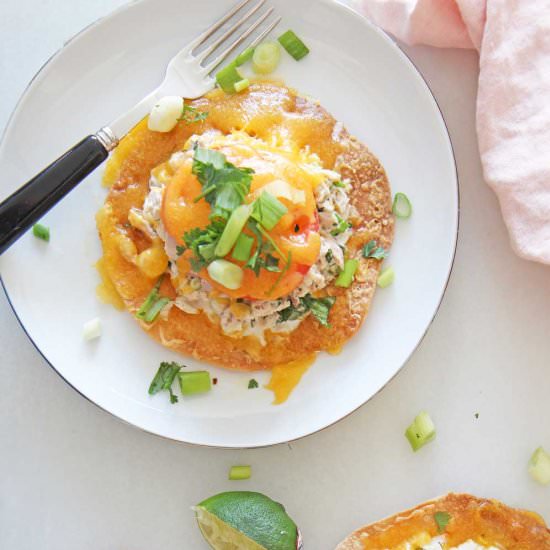 Cheesy Tuna Melt Tostadas - Recipe photo by Chop Happy
