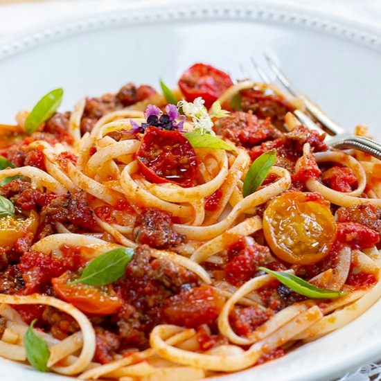 fresh tomato & turkey sauce - Recipe photo by a zest for life