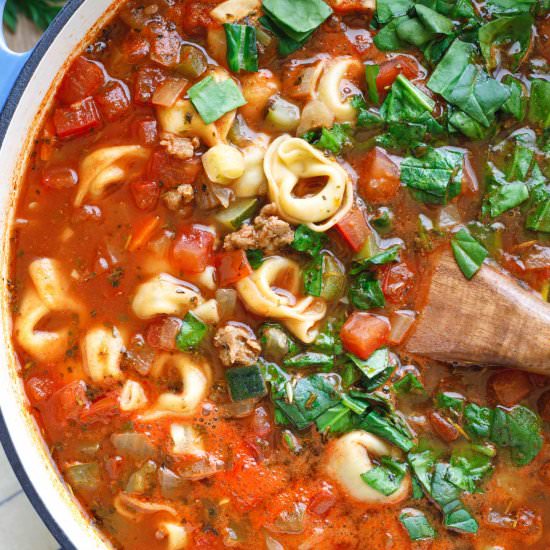 Italian Sausage-Tortellini Soup - Recipe photo by Two Healthy Kitchens