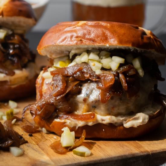 Schnitzel Burgers on Pretzel Buns - Recipe photo by JawnsICooked