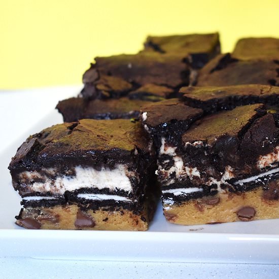 Slutty Cheesecake Brownies - Recipe photo by lightscamerabake