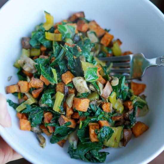 Rainbow Chard with Sweet Potatoes - Recipe photo by foodcourage