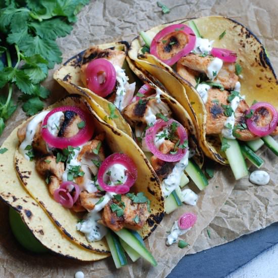 Honey Harissa Grilled Chicken Tacos - Recipe photo by fleurdelectable
