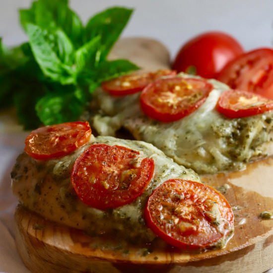 Baked Pesto Chicken Recipe - Recipe photo by Grits and Pinecones