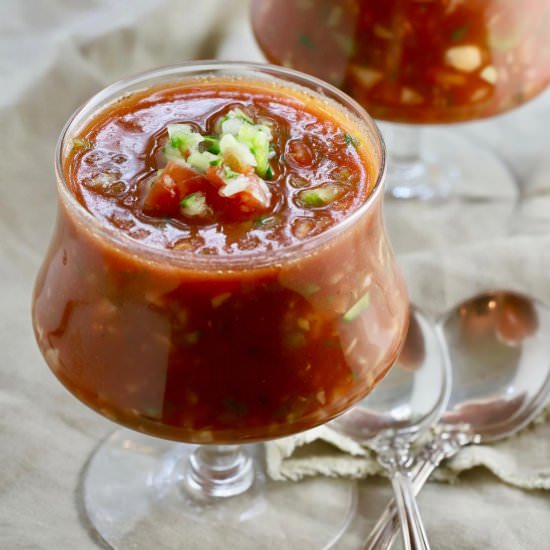 Cold Spanish Soup – Gazpacho - Recipe photo by Grits and Pinecones