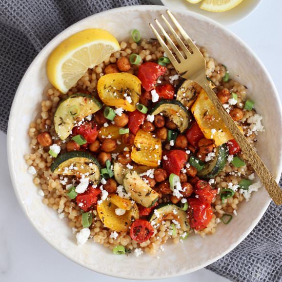 Roasted Chickpea Couscous Bowls - Recipe photo by cheerfulchoices