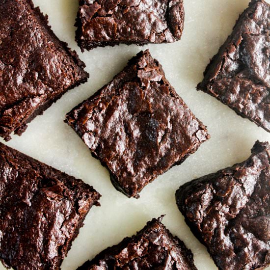 Fudgy Eggless Brownies - Recipe photo by The Desserted Girl