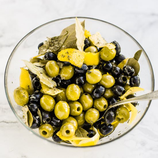 Quick Home-Style Marinated Olives - Recipe photo by PantsDownApronsOn