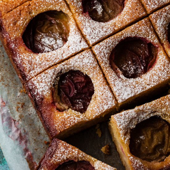 Plum and Almond Traybake - Recipe photo by Recipe Crumbs