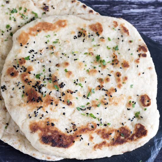 Homemade vegan naan bread - Recipe photo by Mandy Sneaky Veg
