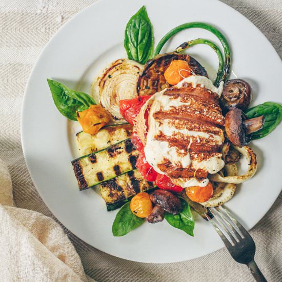 Grilled Smoked Mozzarella Salad - Recipe photo by A Cultivated Living
