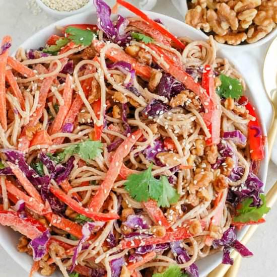 Thai Noodle Salad w/ Walnut Butter - Recipe photo by erinliveswhole