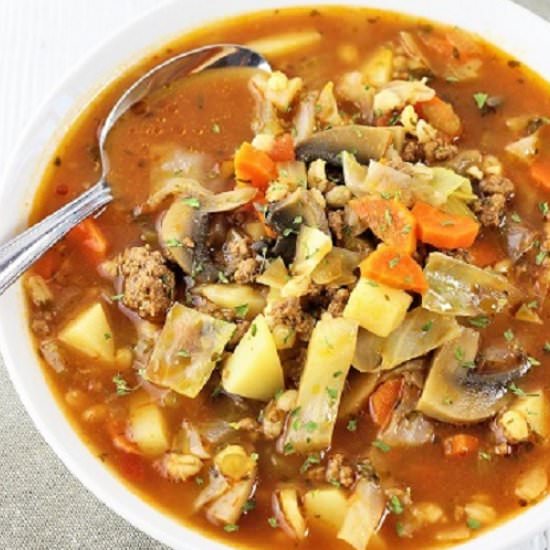 hearty hamburger soup - Recipe photo by nowcookthis