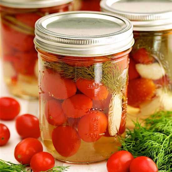 Pickled Grape or Cherry Tomatoes - Recipe photo by fromachefskitchen