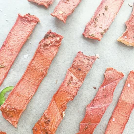 JALAPEÑO LIME WATERMELON JERKY - Recipe photo by girlaboutgreens