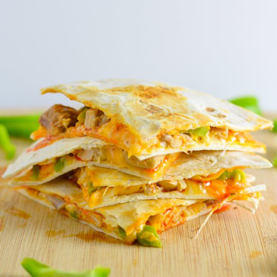 Buffalo Chicken Quesadillas - Recipe photo by atasteofmadness