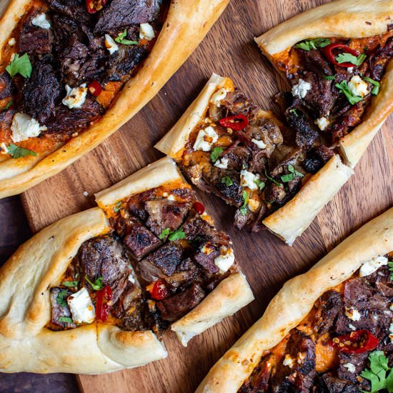 Turkish pide with short ribs - Recipe photo by cherryonmysundae