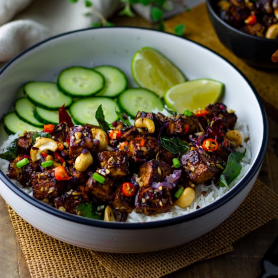 Tamarind tofu ghee roast - Recipe photo by Lime Thyme