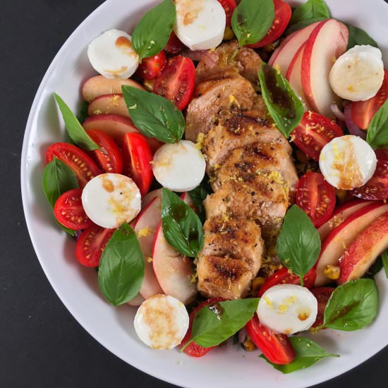 Spinach Caprese Salad with Peaches - Recipe photo by summeryule.com