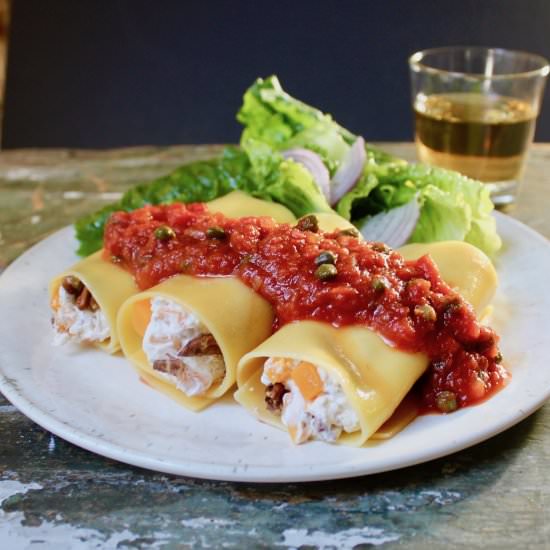 Butternut Pecan Cannelloni - Recipe photo by the good eats co
