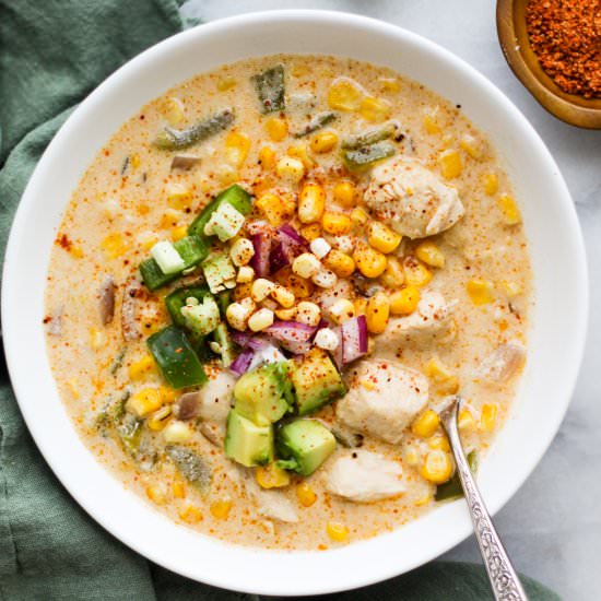 Street Corn and Chicken Chowder - Recipe photo by ourbalancedbowl