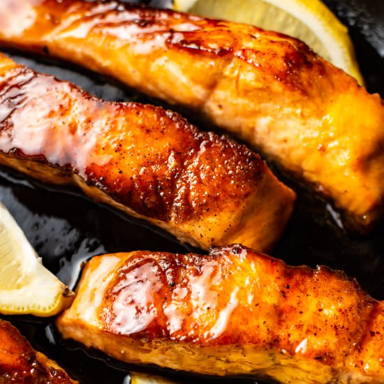 honey soy sauce glazed salmon - Recipe photo by saltandlavender