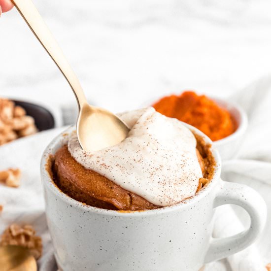 This Pumpkin Mug Cake - Recipe photo by jessicainthekitchen