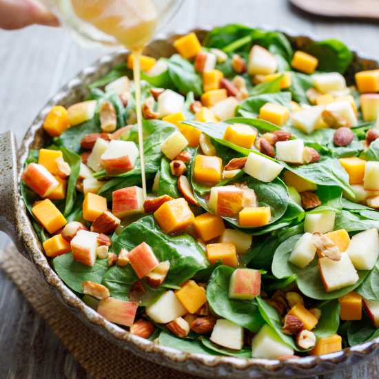 Spinach Salad with Apple & Cheddar - Recipe photo by Two Healthy Kitchens