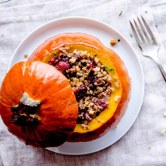 Vegan Stuffed Pumpkin - Recipe photo by vancouverwithlove
