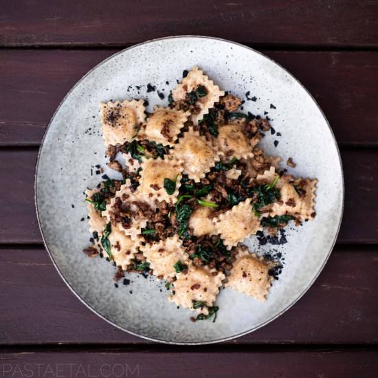 Rye and Pumpkin Ravioli with Lamb - Recipe photo by pastaetal