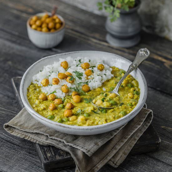 Red Lentil Chickpea Dhal - Recipe photo by RainbowInMyKitchen